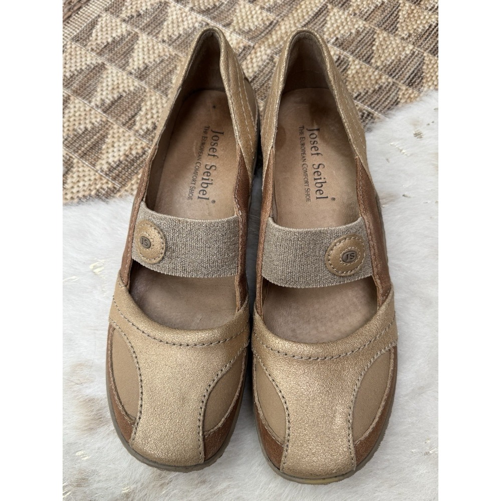 Josef Seibel Mary Jane Womens 39 Camel Slip-On Comfort Shoes Leather Lagenlook